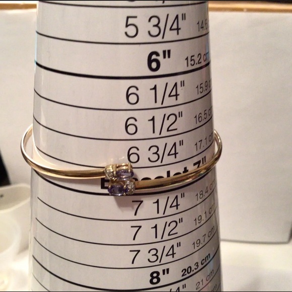 14K Iolite Diamond Bypass Bangle Bracelet - Picture 5 of 11